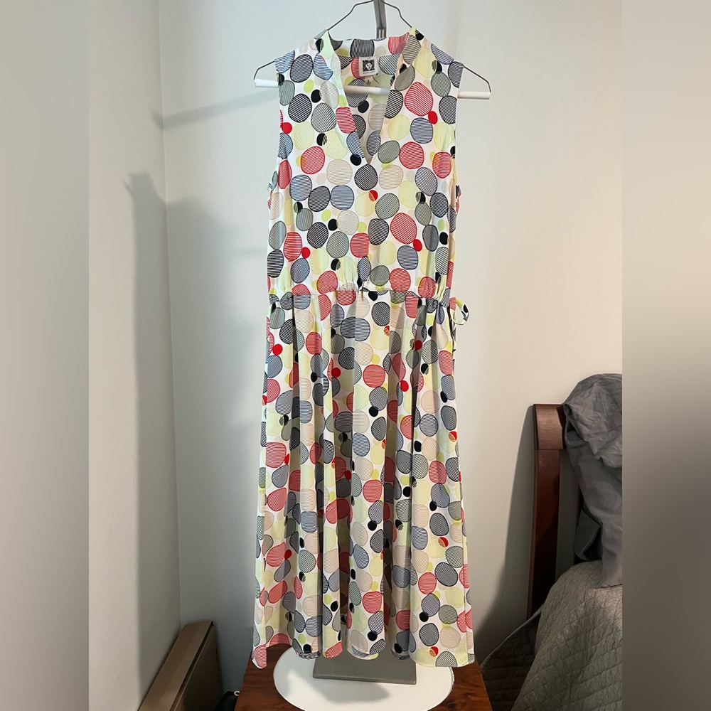 Anne Klein Multicolor Striped Polka Dot Dress